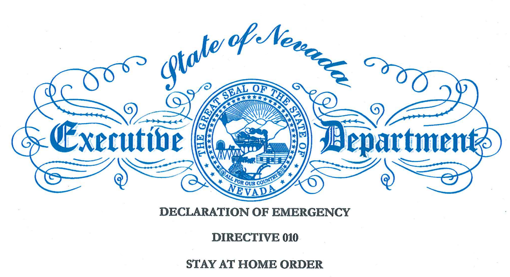 Stae of Nevada Stay at Home Order